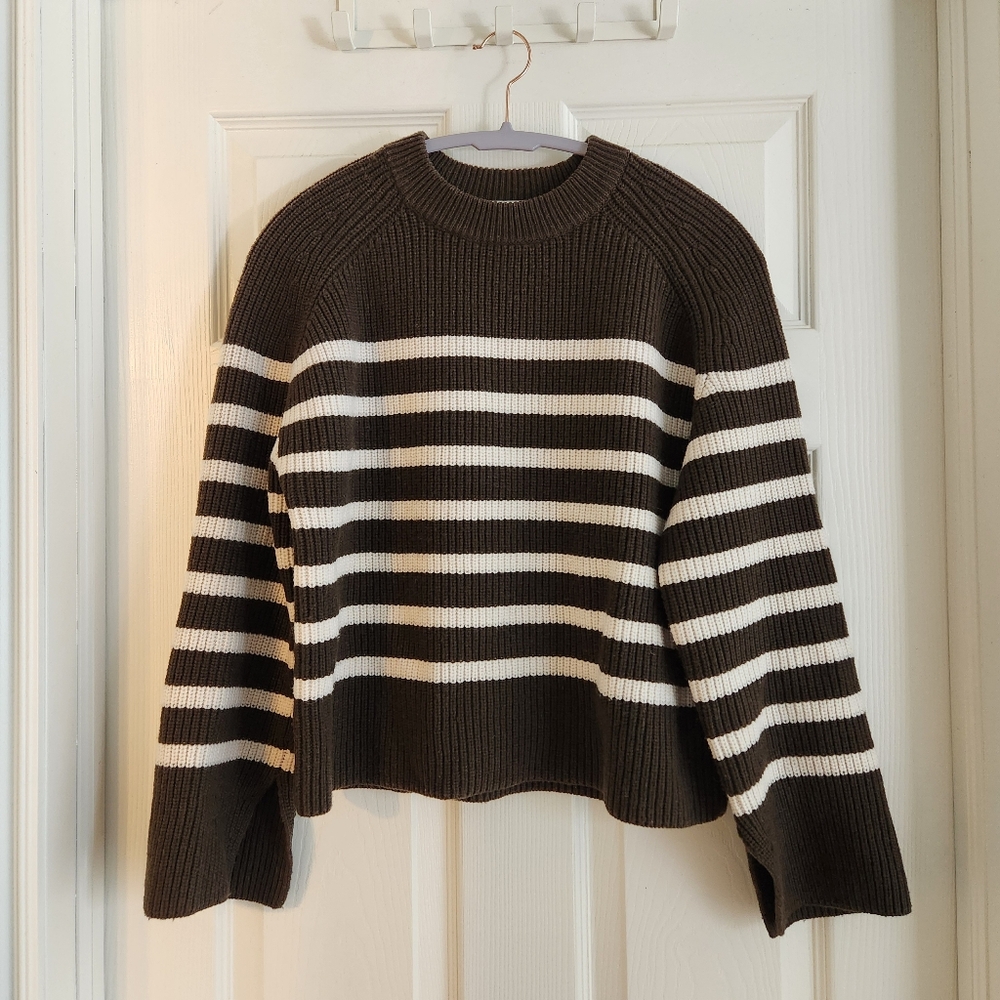 COS Green and White Striped Sweater